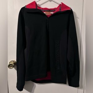 Mammut Quarter Zip Pullover Black with Red Fleece Lining